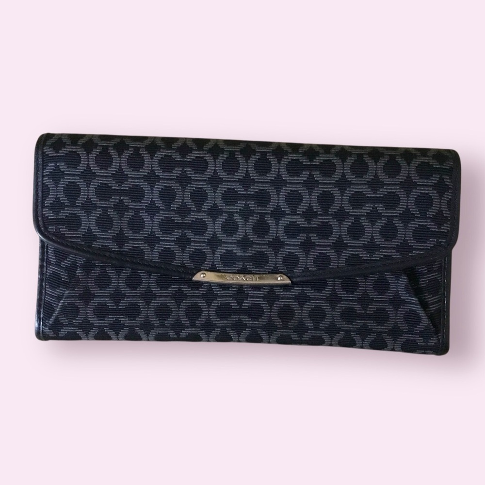 Coach Madison Slim Envelope Wallet In Needlepoint Op Art Fabric